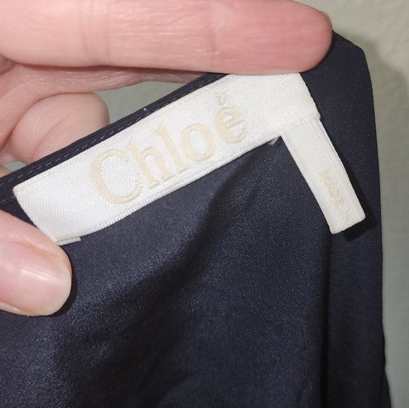 Chloe Ink Navy Ruffle Blouse 38 - Picture 4 of 6